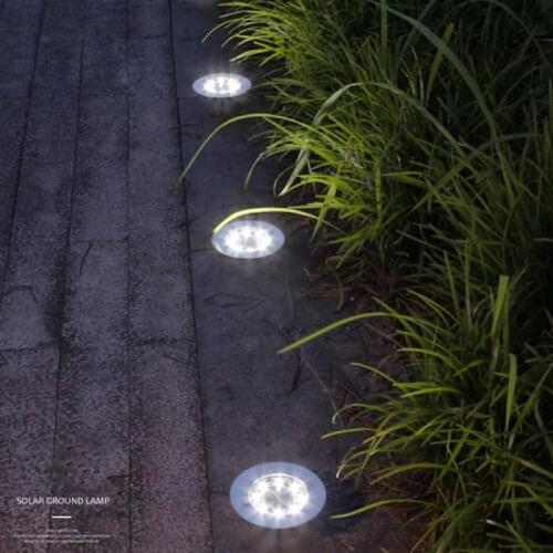 8/16/20 LED Outdoor Solar Garden Lights Waterproof Led Solar Buried Lights Walkway Round Lawn Outdoor Decoration Lamp White/Warm