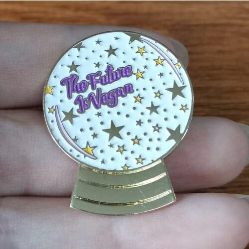The Future Is Vegan Crystal Ball Brooch