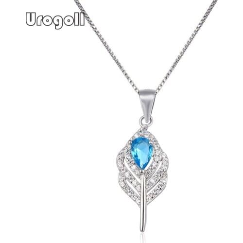 Pure 925 Sterling Silver Leaves Pendant Necklaces For Women Engagement Wedding Anniversary Silver 925 Necklace Fine Jewelry Gift
