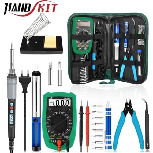 Handskit 110V 220V 80W 60W Soldering Iron Kit Multimeter Screwdriver Adjustable Temperature Electric Solder Iron Welding Tools