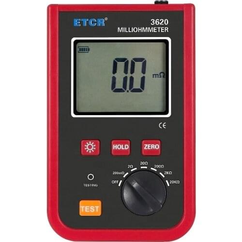 ETCR3620 Equipotential Milliohm Meter DC Low Value Resistance Tester 1mohm - 20 kohm