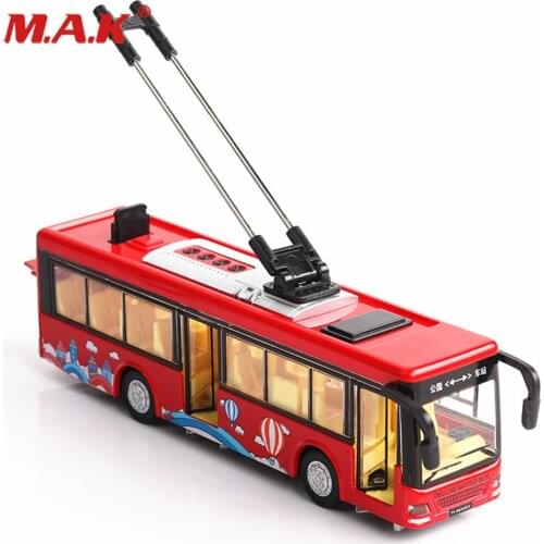 20cm kids toys Alloy sightseeing bus model 1/32 trolley bus diecast tram bus vehicles car toy W light & sound collections