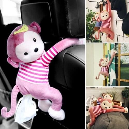 Car Interior Car Tissue Box Holder Plush Tissue Paper Hanging Monkey Tissue Pumping Auto Parts