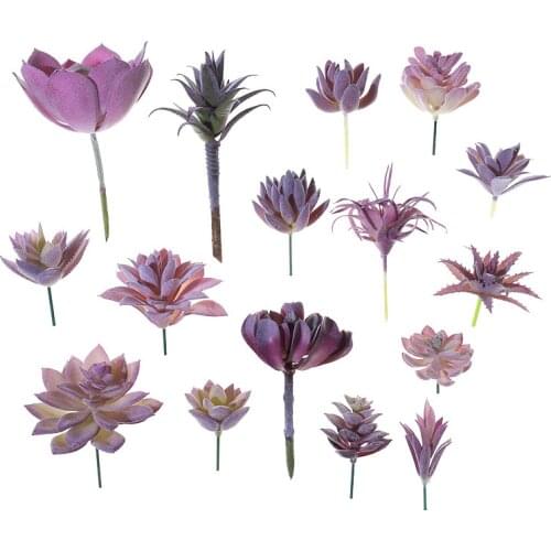 Small Medium Large Purple Flocked Artificial Succulents Plants Home Bedroom Living Room Desktop Decoration Fake Plants Bonsai