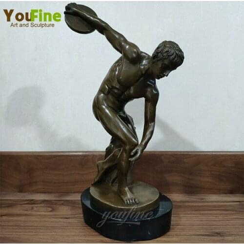 Classical Discus Thrower Bronze Statue Discobolus Bronze Sculpture Famous Antique Figurine Art Crafts For Home Decor Ornament
