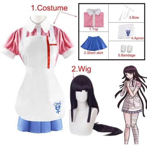 Danganronpa Mikan Tsumiki Cosplay Costume Halloween Carnival Ultimate Nurse Funny Costume Cafe Maid Uniform For Women
