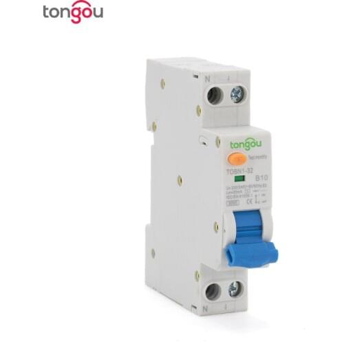 Curve B 6KA 18mm RCBO 10A 30mA 1P+N Residual Current Circuit breaker with over current and Leakage protection RCBO TOBN1-32