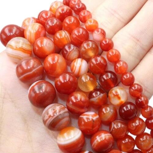 Natural Stone Red Striated Agates Round Loose Spacer Beads For Jewelry Making DIY Bracelet Earrings Accessories 4/6/8/10/12mm
