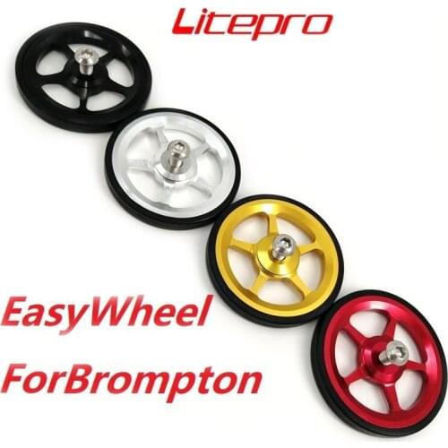 Litepro For Brompton Easywheel Folding Bike Rear Rack Easy Wheel 60mm Flat Wheel Folding Bicycle Cargo Racks Accessories