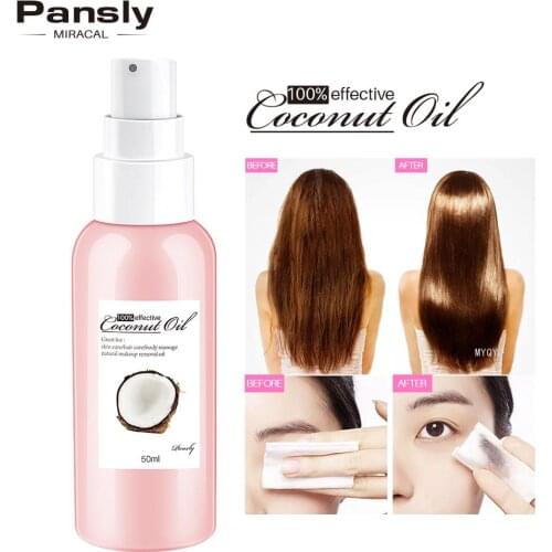50ml Coconut Oil Natural Makeup Remover Skin Care Hair Care Body Massage Oil Fast Powerful Hair Growth Serum Repair Hair
