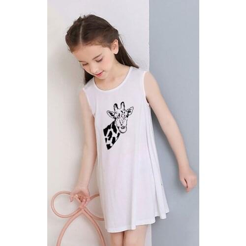 New Sleeveless Girl Clothes Latest Toddler Girl Dresses Giraffe Cartoon Printed Summer Dress Girl Children Dresses Girls O-neck