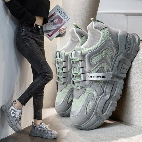 2020 spring and summer new net shoes breathable casual sports womens shoes thick-soled old shoes womens trend X460