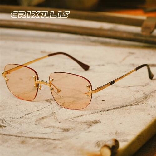 CRIXALIS Rimless Sun Glasses For Women Fashion 2021 Luxury Brand Designer Square Steampunk Sunglasses Ladies UV400 Shades Men
