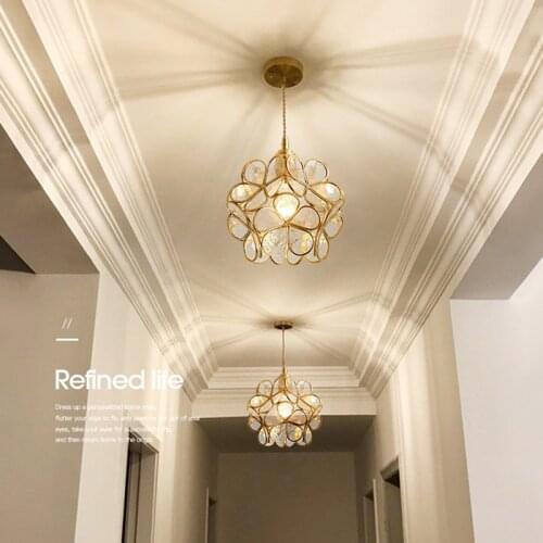 Balcony light Nordic modern minimalist aisle light corridor lighting net red brass bedside small chandelier entrance door light