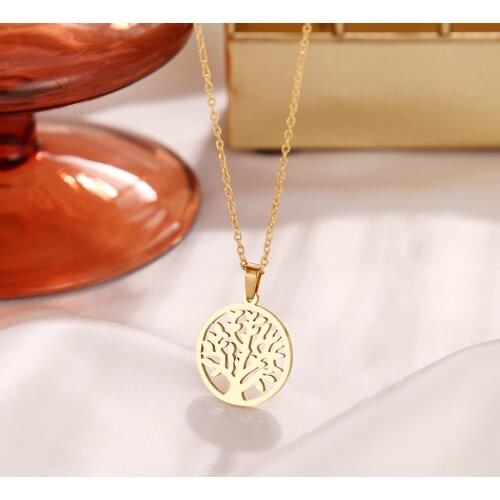 DOTIFI 316L Stainless Steel Necklace 2020 Fashion Tree of Life Necklaces For Women Necklaces Pendants Jewelry Collar Mujer