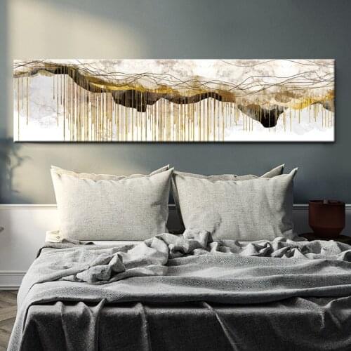 Posters and Prints Wall Art Canvas Painting, Modern Abstract Golden Yellow Posters Wall Art Pictures For Living Room Home Decor