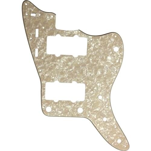 Pleroo Custom Guitar pickgaurd - For US Jazzmaster style Guitar pickguard Replacement , 4 Ply Parchment Pearl