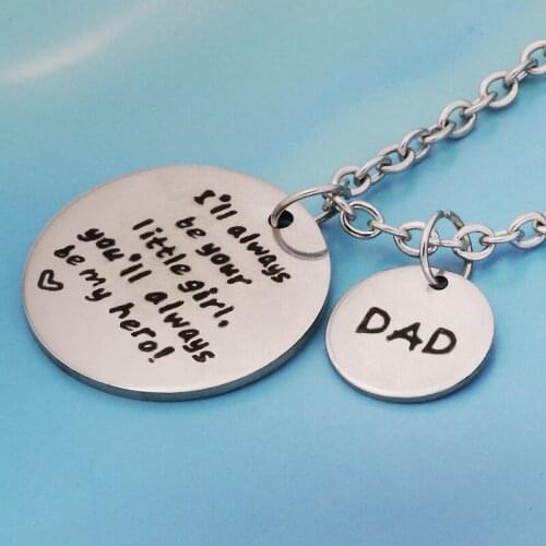 Dad gift I'll always be your little girl you'll always be my hero stainless steel jewelry Customed picture necklace N436