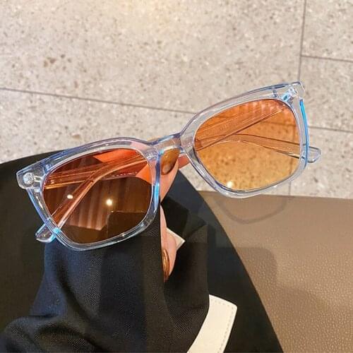 Popular Fashion Square Sunglasses Women Orange Gradient Eyewear Vintage Cat Eye Trending Shades UV400 Men Sun Glasses