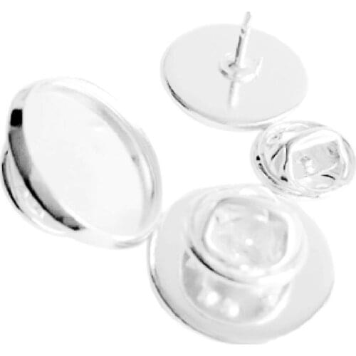 Silver Plated 12mm 14mm 16mm 18mm 20mm 25mm Tie Pin Lapel Pin Tie Tack Butterfly Back Bezel Blank Brooch Collar Clips CL018