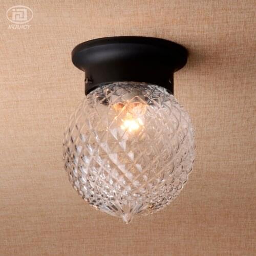 Simple Cloakroom Round LED Clear Glass Ceiling Light Corridor Balcony Porch Pineapple Ceiling Lamp