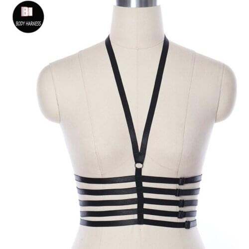 Sexy Black Women Body Harness Rave Wear Bondage Bra Pole Dance Harness Lingerie Top Cage Bra Goth Underwear