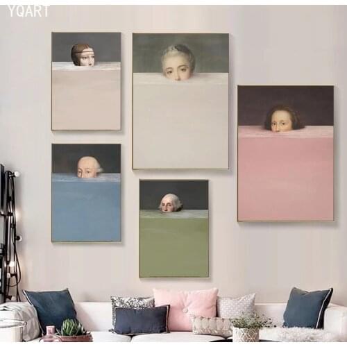 Nordic Painting Artwork Spoof Creative Portrait Pictures Wall Decoration Canvas Art Prints and Poster for Living Room Home Decor