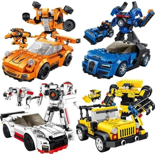 Speed Champions Machinery Dinosaur Deformation Robot Jeeped Sports Racing Car Model Stickers Classic Rally Racers Vehicle Toys