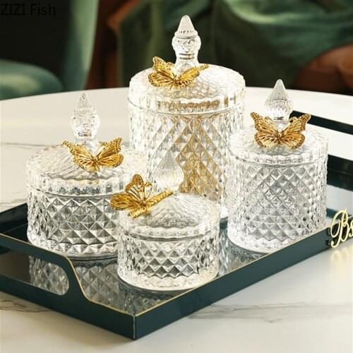 Glass Candy Jar with Lid Creative Storage Tank Desktop Decoration Modern Home Living Room Candy Storage Container Tea Caddy