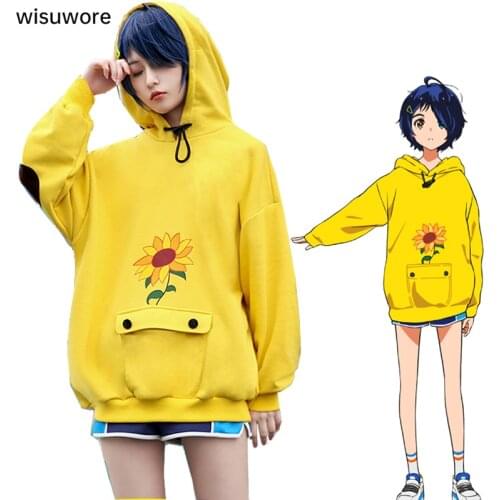WONDER EGG PRIORITY Ohto Ai Hoodie Pullover Yellow Sweatshirt Anime Cosplay for Loose Style Unisex Casual Costume Cosplays