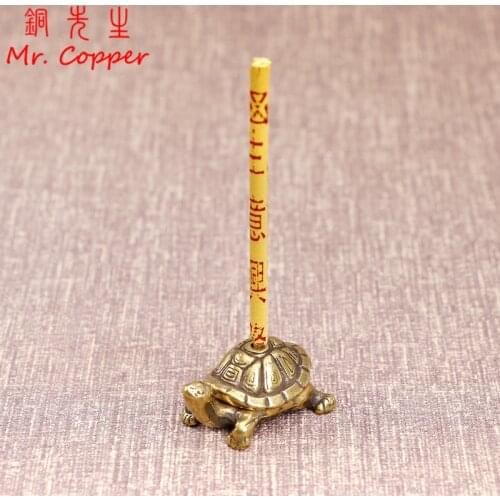 Vintage Brass Japanese Tortoise Incense Holder Burner Small Tea Pet Ornament Animal Turtle Figurines Miniatures Desk Decorations