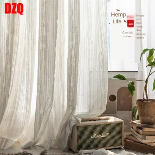 Japanese Type Contracted Cotton Linen Stripe Curtain Yarn Is Used At Balcony Gauze Shade Kitchen Bedroom Sitting Room Curtain