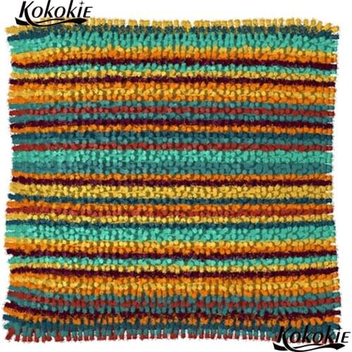 Latch hook stripe throw pillow cross stitch kits Cushion embroidery yarn handicraft Crocheting Rug yarn diy rug 3d carpet