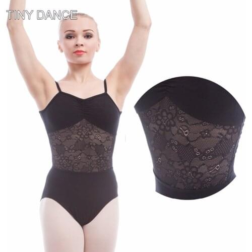 Womens Black Cotton and Lace Ballet Leotards Dancewear Adult Ballerina Dance Practice Clothes Gymnastics Leotards DFA0016