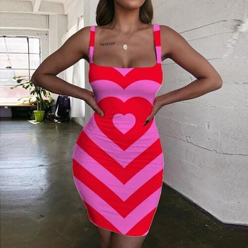 KYKU Love Dresses Women Dizziness Vestido Sexy Romantic Bodycon Dress Couples Halter Sleeveless Womens Clothing Plus Size New