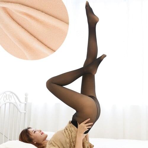 Winter Warm Pantyhose Women Super Elastic Black Slim Pantyhose Casual Fashion Plus Velvet Thick Tights High Waist Long Socks