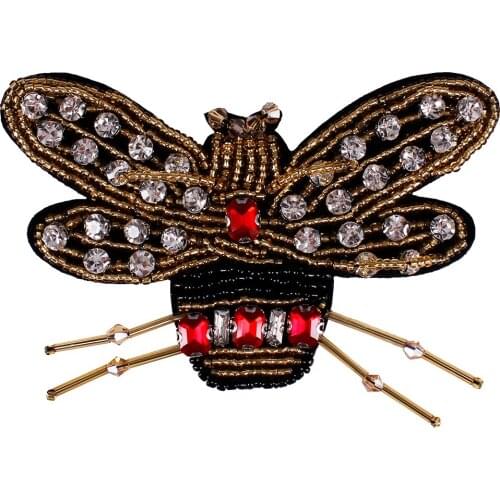 10piece Beaded Bee Patches Badge Embroidery Applique Fabric Sew on Patches Clothes Decorated Garment Supplies Accessories TH600