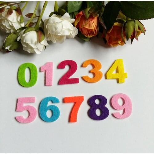 100PCS/lot Padded Random Mixed Color numeral Shape Felt Appliques for kids accessories for decoration craft Sewing Supplies