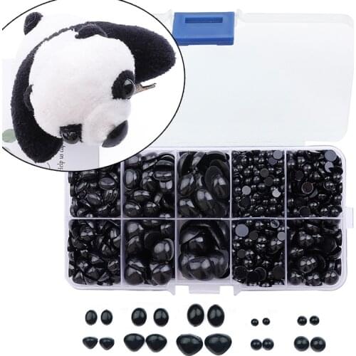 1000Pcs/Box Mixed 3-12mm Plastic Safety Black Animals Eyes Noses For Bear doll Animal Puppet DIY Crafts Children Kids Toys Gift