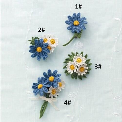 2pcs/lot Retro Daisy Handmade Crochet Brooch Knitted Lovely flower Broochs Scarf Clip Brooch Pin clothes Bag Decoration