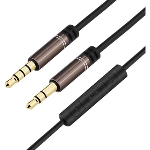 3.5mm Jack Cable 1.2m Stereo Aux Plug Cord With MIC Speakerphone In-Line Volume Control For Car Cellphone Tablet Speaker