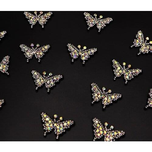 3Pcs Sequins Butterfly Design Hot Fix Motif Rhinestone Iron On Crystal Patch For Women Wedding Dress Kids Clothes DIY T Shirt
