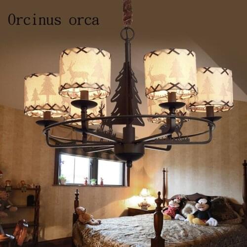 Deer American countryside chandelier boys and girls childrens room bedroom lamps European art lighting Postage free