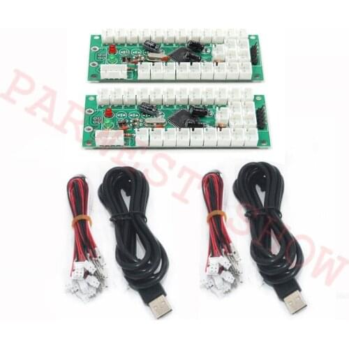 2PCS 1Player Arcade USB Encoder Board with Push Buttons Wire Cables LED USB Controller PC To Arcade game machine kit parts