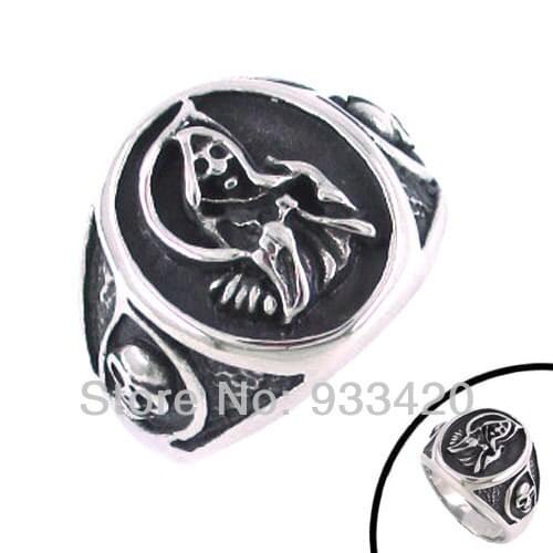 Free Shipping! Casted Grim Reaper Ring Stainless Steel Jewelry Gothic Skull Tribal Biker Punk Ring SWR0104