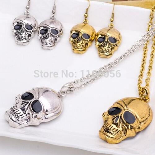 Free shipping Rhinestone Skeleton Necklaces for women Silver plated Max Colar Masculino Neckless for Halloween T1573