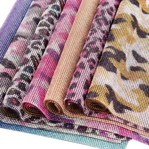 24x40cm Colors Shining Rhinestones Trimming Hot Fix Rhinestone Fabric For New Year Design DIY Car drill stickers