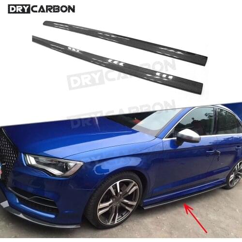 Car Side Skirts Aprons for Audi A3 S3 RS3 4 door 2014 - 2018 Carbon Fiber / FRP Door Bumper Extension Chin Protector