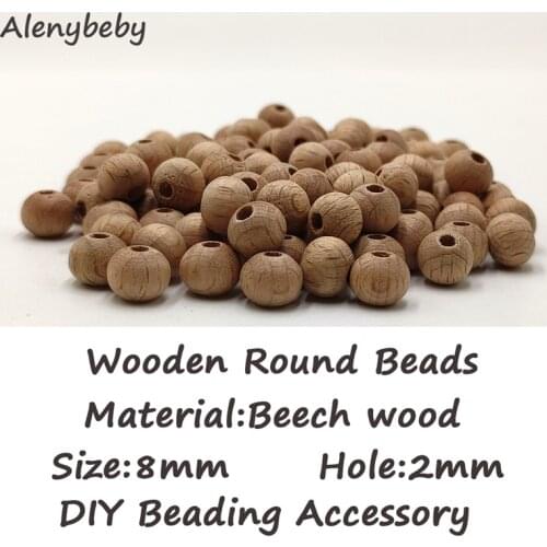 Natural Unfinished Beech Wood Round Beads teether 8mm Loose Balls Spacer Wooden Beads for Jewelry Making DIY Crafts Ornaments
