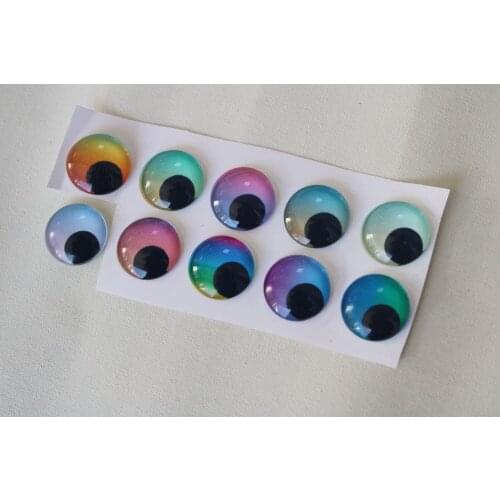 5pair/lot Special toy eyes 12mm-14mm-15mm-16mm-18mm-20mm-25mm rainbow color round style flat glass beads for diy toy